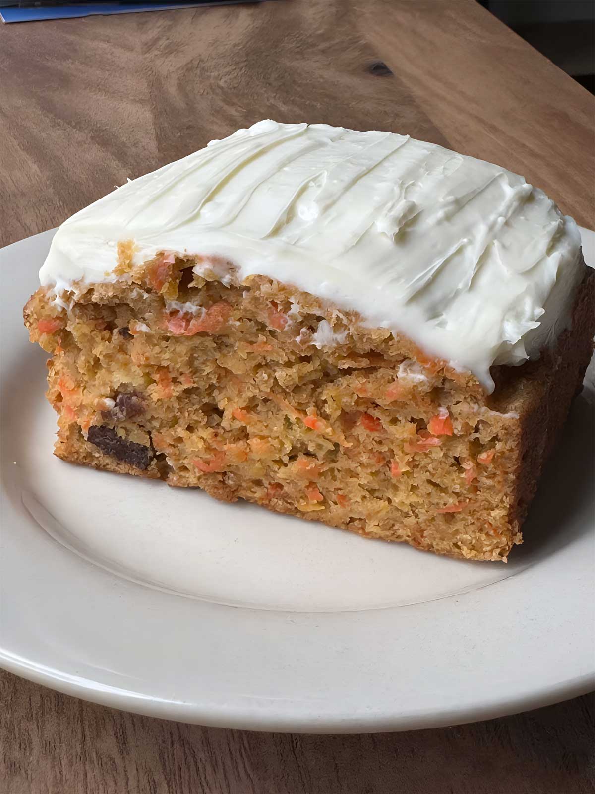 Cooking Light magazine carrot cake recipe with a reduced sugar cream cheese icing.