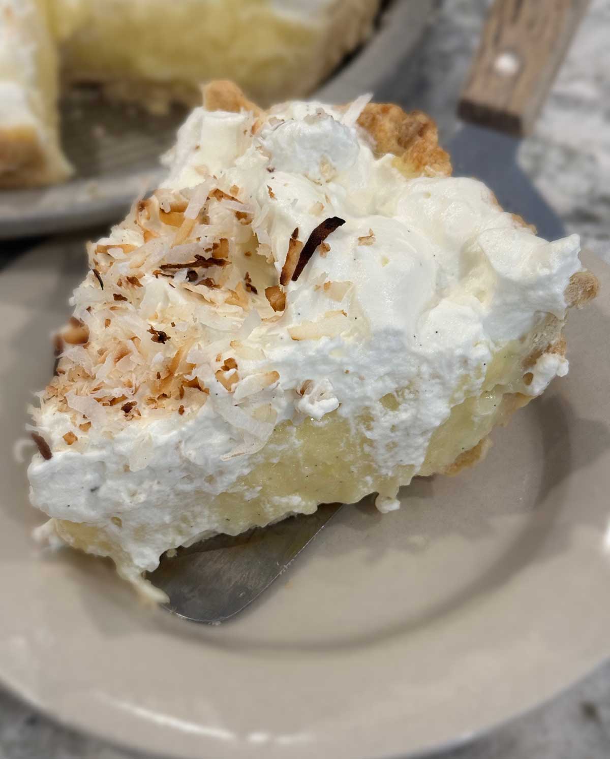 Slice of basic coconut cream pie