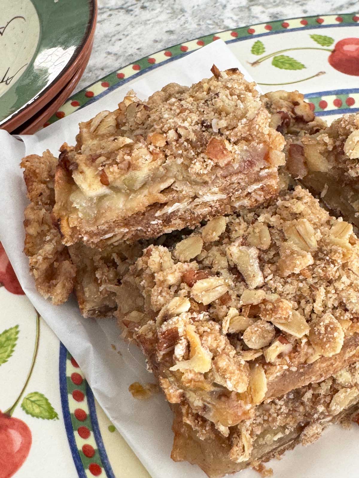 Apple Crumb Bars made with a popular recipe that fits a square pan.