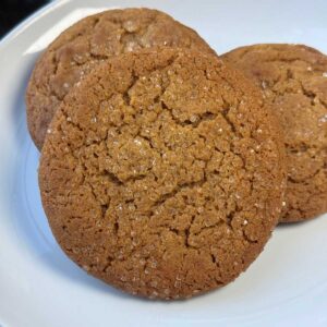 Big Soft Ginger Cookies with lots of crinkles and sparkling sugar.