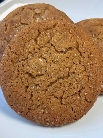 Big Soft Ginger Cookies with lots of crinkles and sparkling sugar.