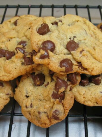 Crunchy chocolate chip cookies made with butter