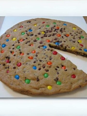 Giant Chocolate Chip Cookie Cake with M&Ms