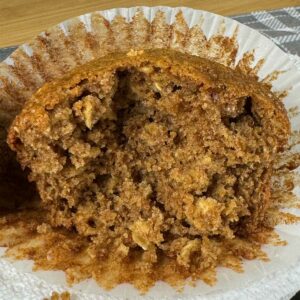 Another Bran Muffin Recipe with a muffin split showing texture.