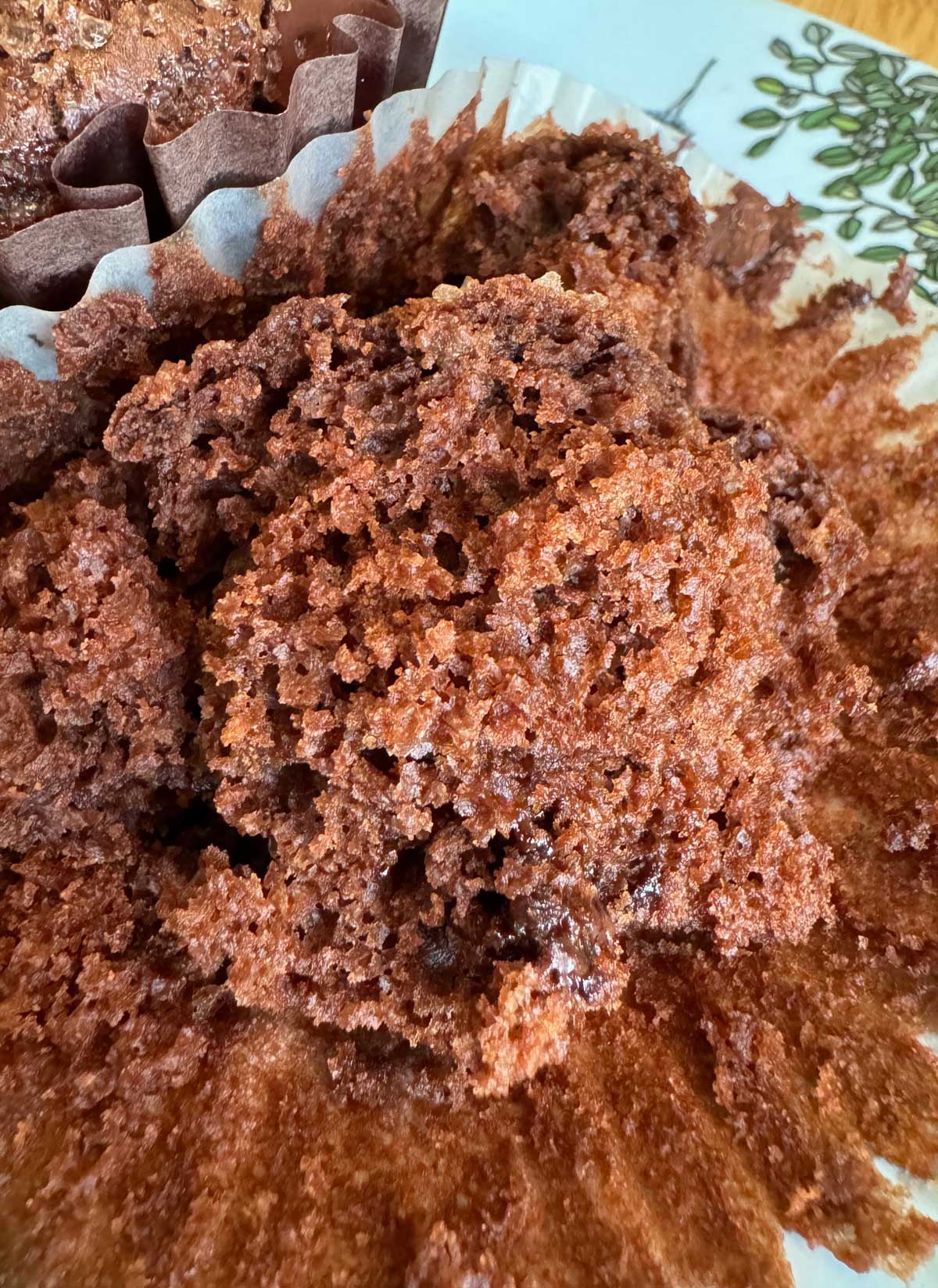 Texture of a double chocolate muffin