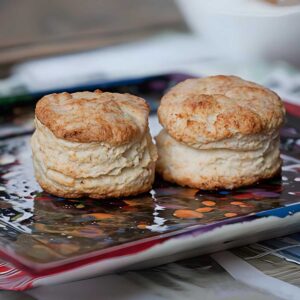 Laminated Buttermilk Biscuits made from a small batch version of Alton Brown's.