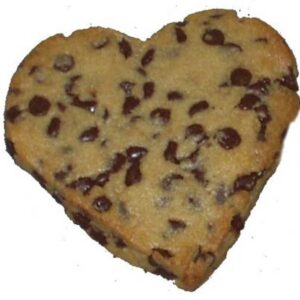 Heart-Shaped Chocolate Chip Cookies with mini chips.