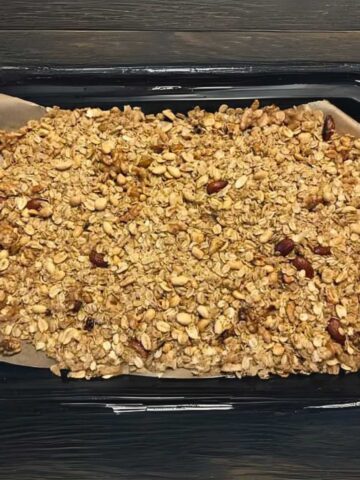 How to make chunky granola by baking at a low temperature for a long time.