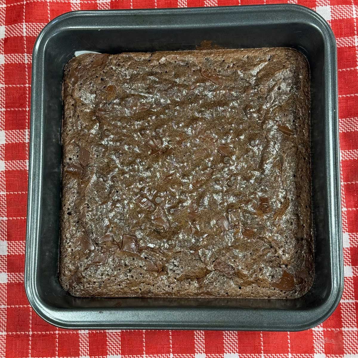 Cook's Illustrated Chewy Brownies in an 8-inch square baking pan