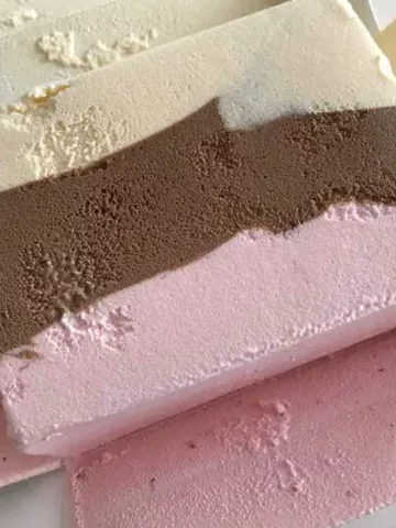 Neapolitan ice cream for homemade ice cream sandwiches.