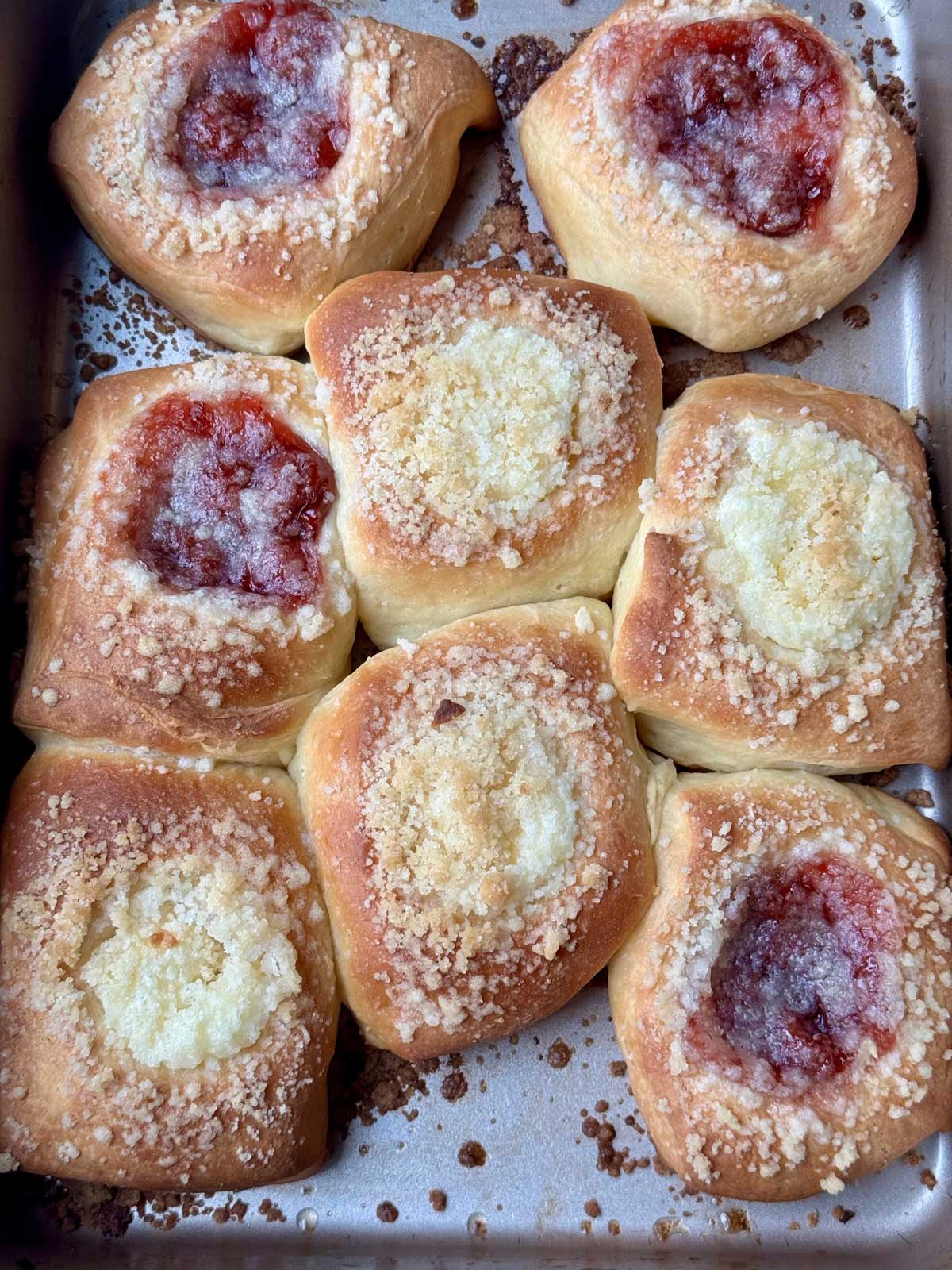 Soft kolaches with sour cream in the dough.