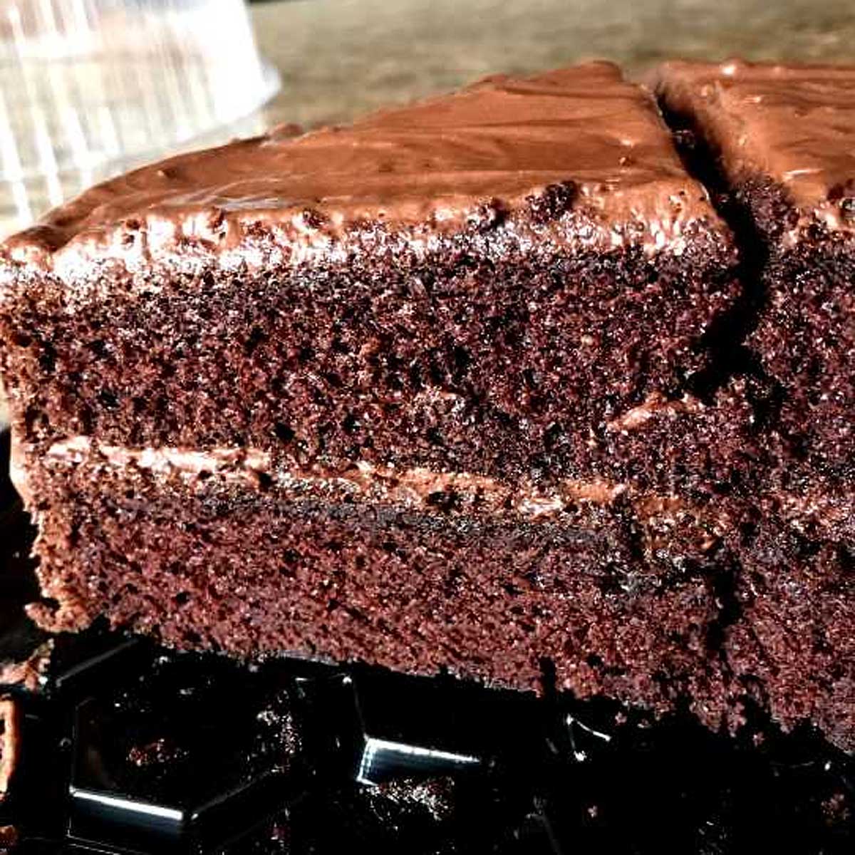 Hershey's Perfectly Chocolate Cake made as a two layer cake.