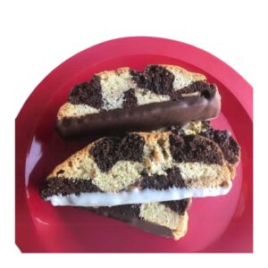 Checkered Biscotti with chocolate & vanilla flavored dough.