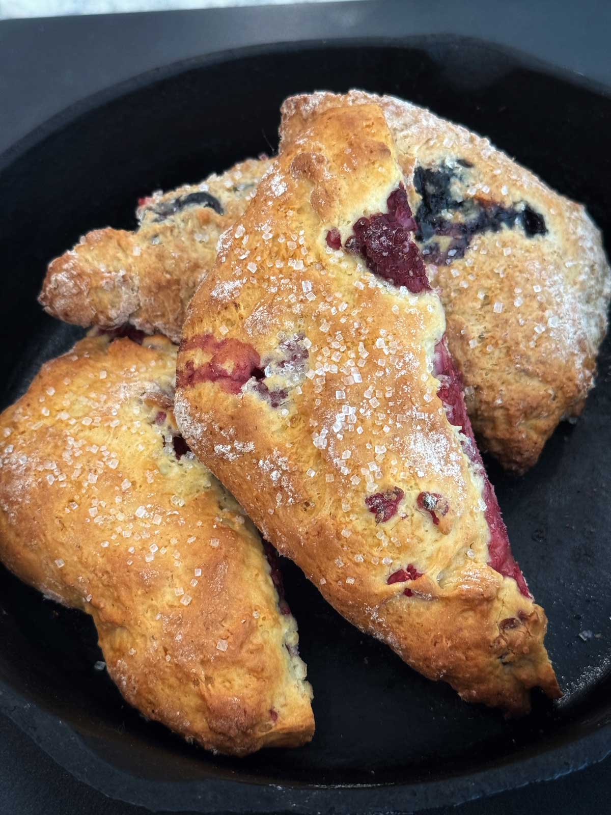 raspberry scones made with olive oil