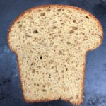 Slice of low carb bread from low carb recipe.