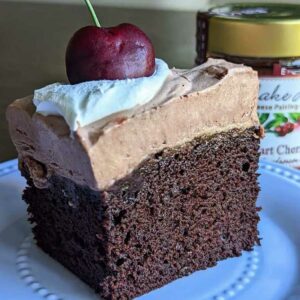 8-inch square chocolate cherry cake