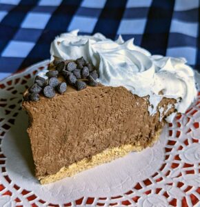 Slice of chocolate chiffon pie