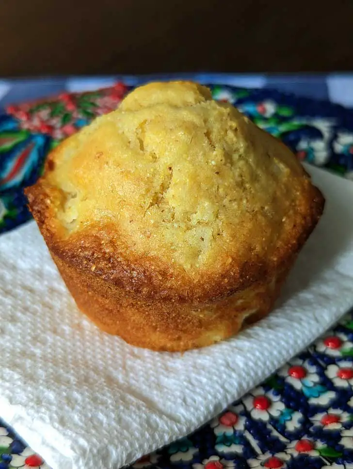 Pineapple Cornbread Muffin with a peak.