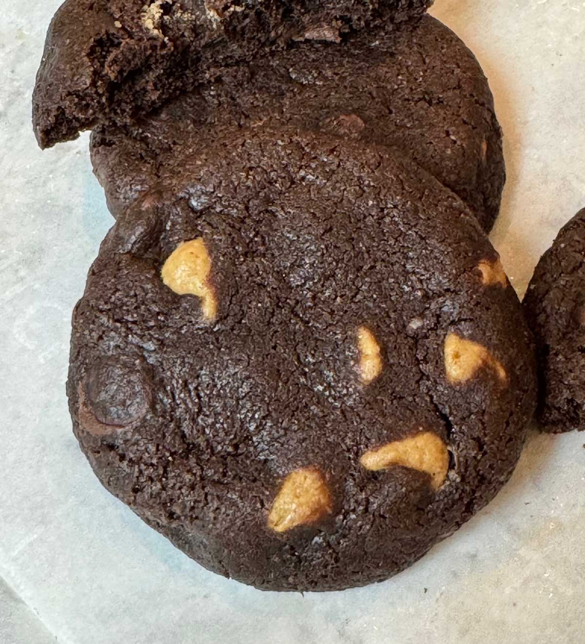 Reese's Double Chocolate Peanut Butter Chips Cookies recipe from the back of the bag.