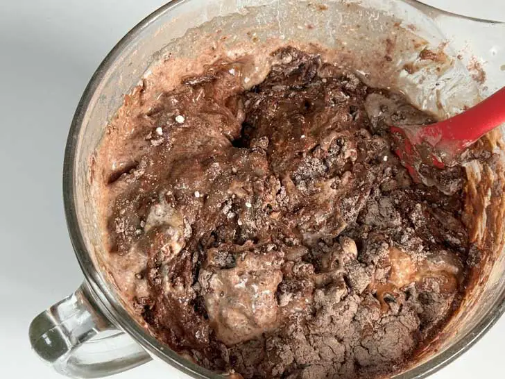 Beat dry ingredients into batter