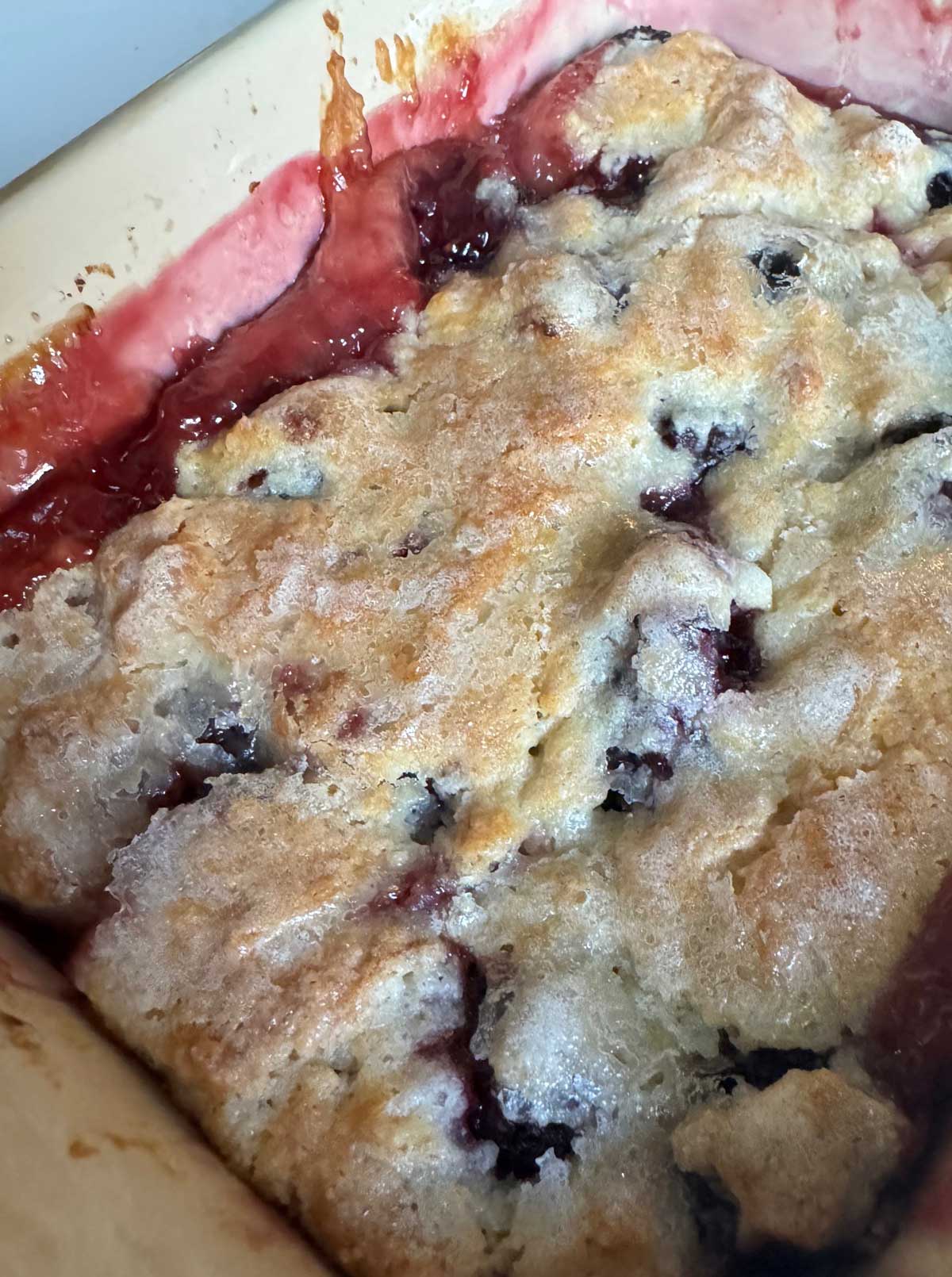 Shiny Top Blackberry Cobbler made with cornstarch