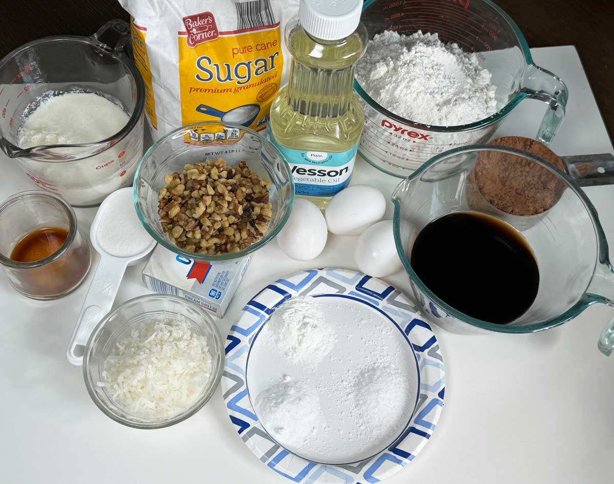 Ingredients for Coconut Ring Cake Chocolate Bundt