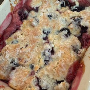 Blackberry Cobbler with a Shiny Top