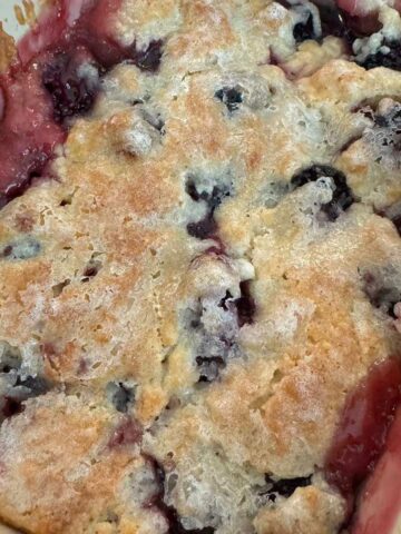 Blackberry Cobbler with a Shiny Top