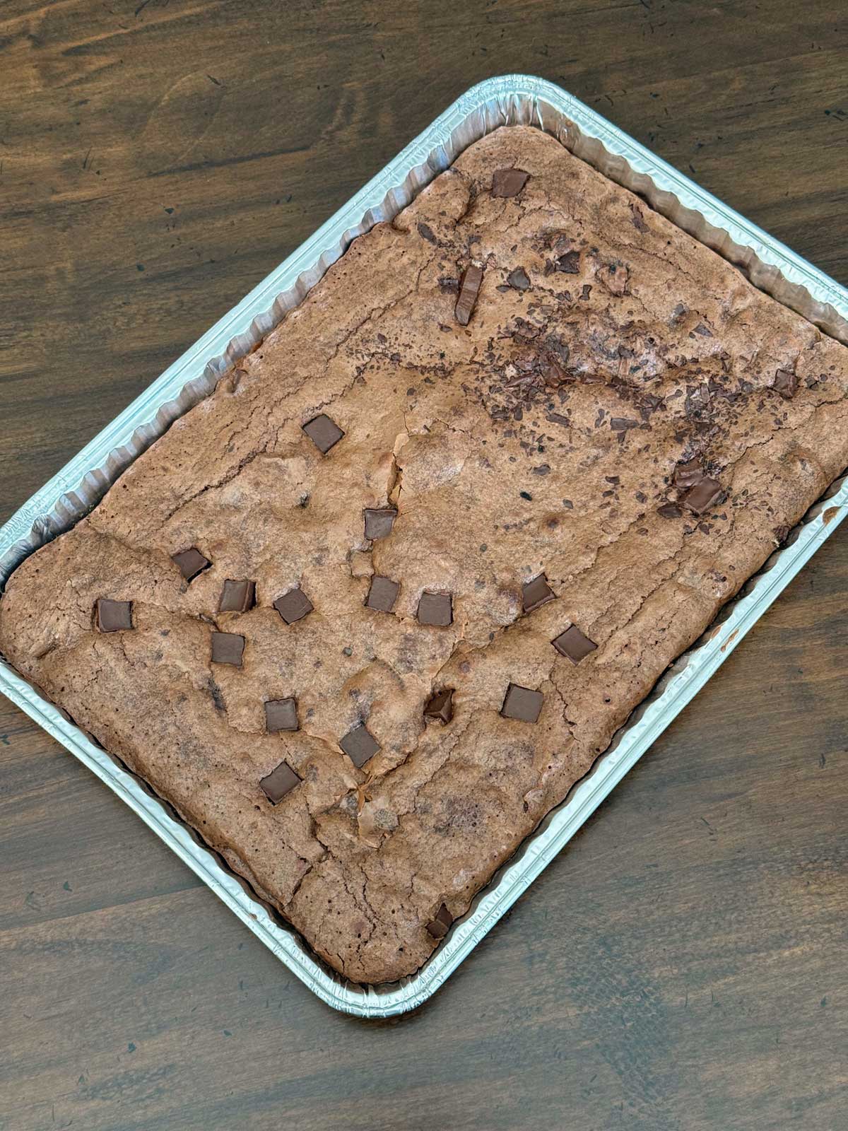 Gordon Ramsay's World's Best Sheet Pan Brownies in a disposable baking pan