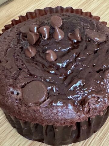 Olympics Chocolate Muffins with baked on ganache.