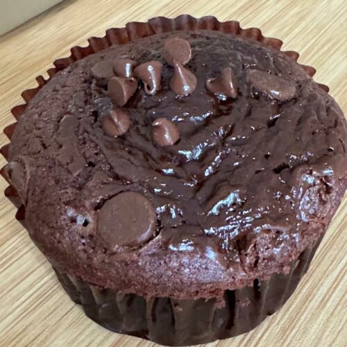 Olympics Chocolate Muffins with baked on ganache.