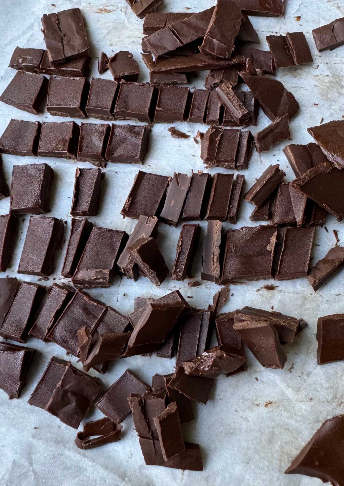 Homemade chocolate chunks for ice cream