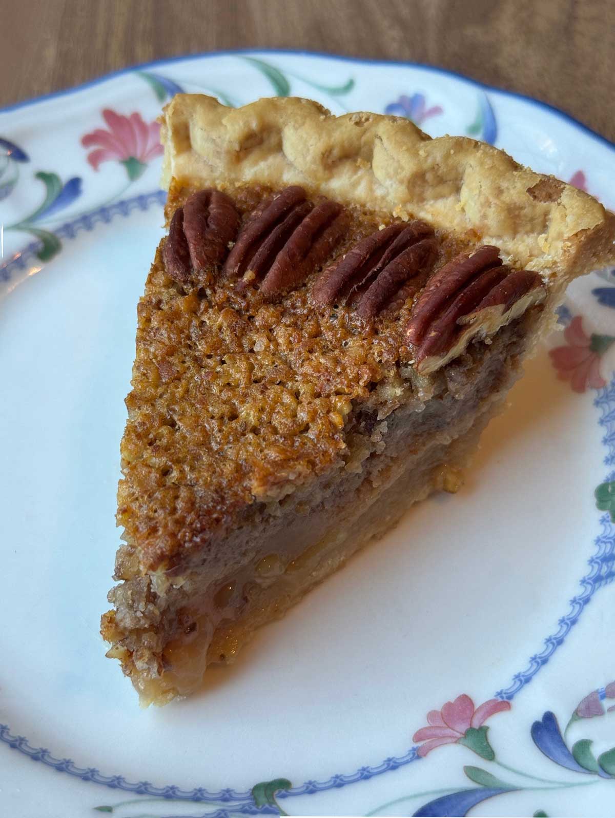 Slice of blender pecan pie