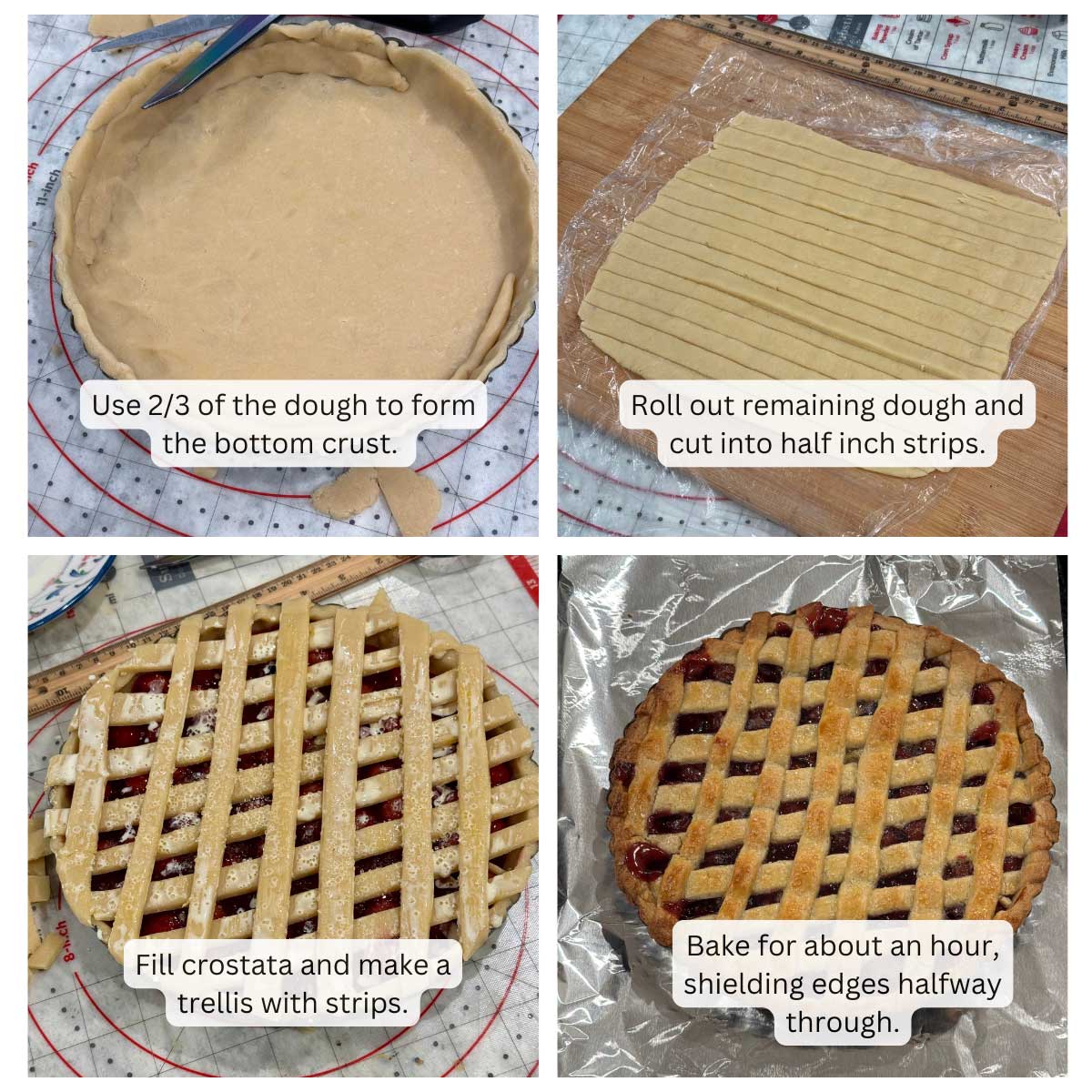 Steps for assembling a crostata with and easy dough.