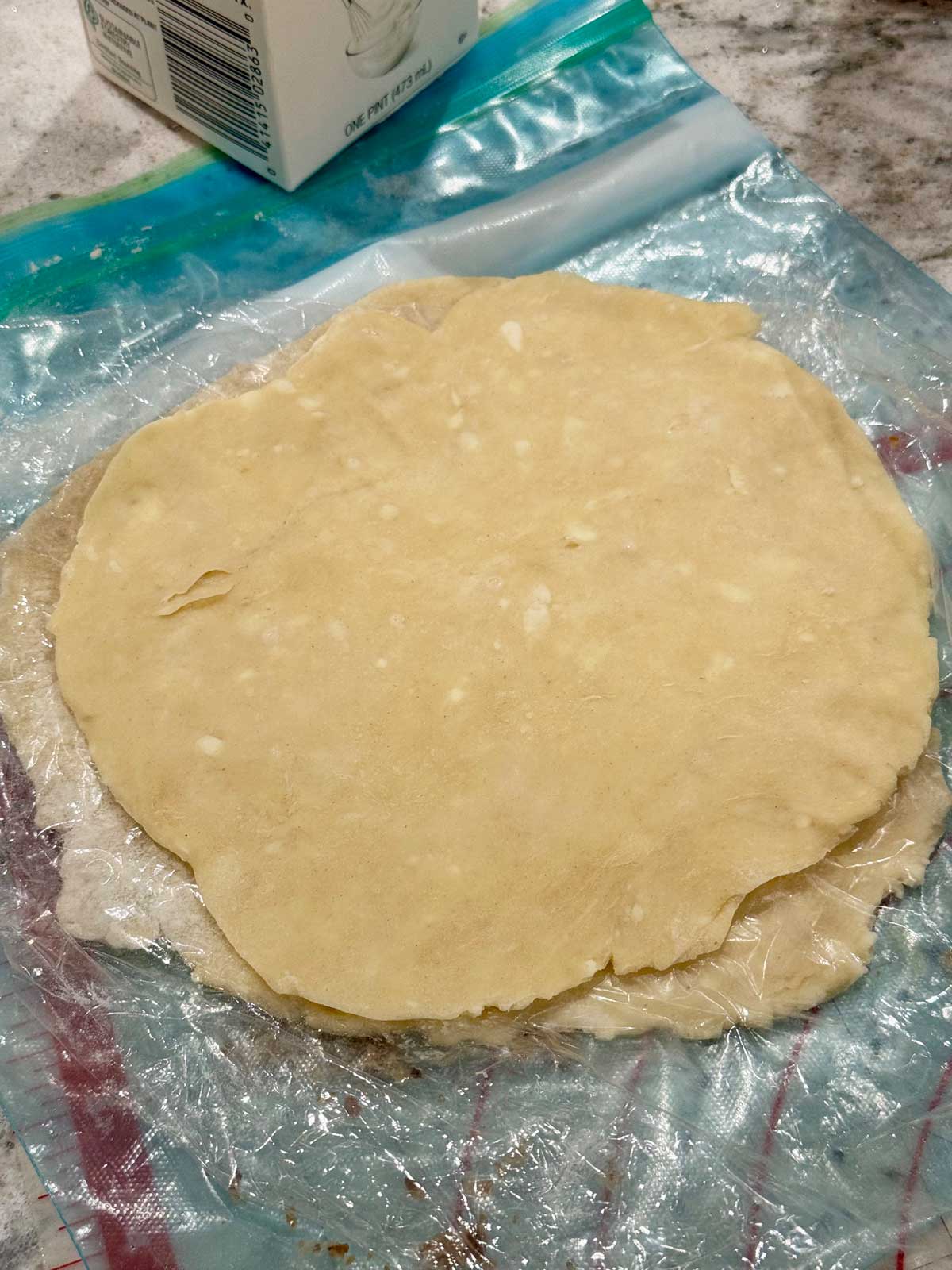 Two dough circles ready to be used for 6-inch skillet apple pie