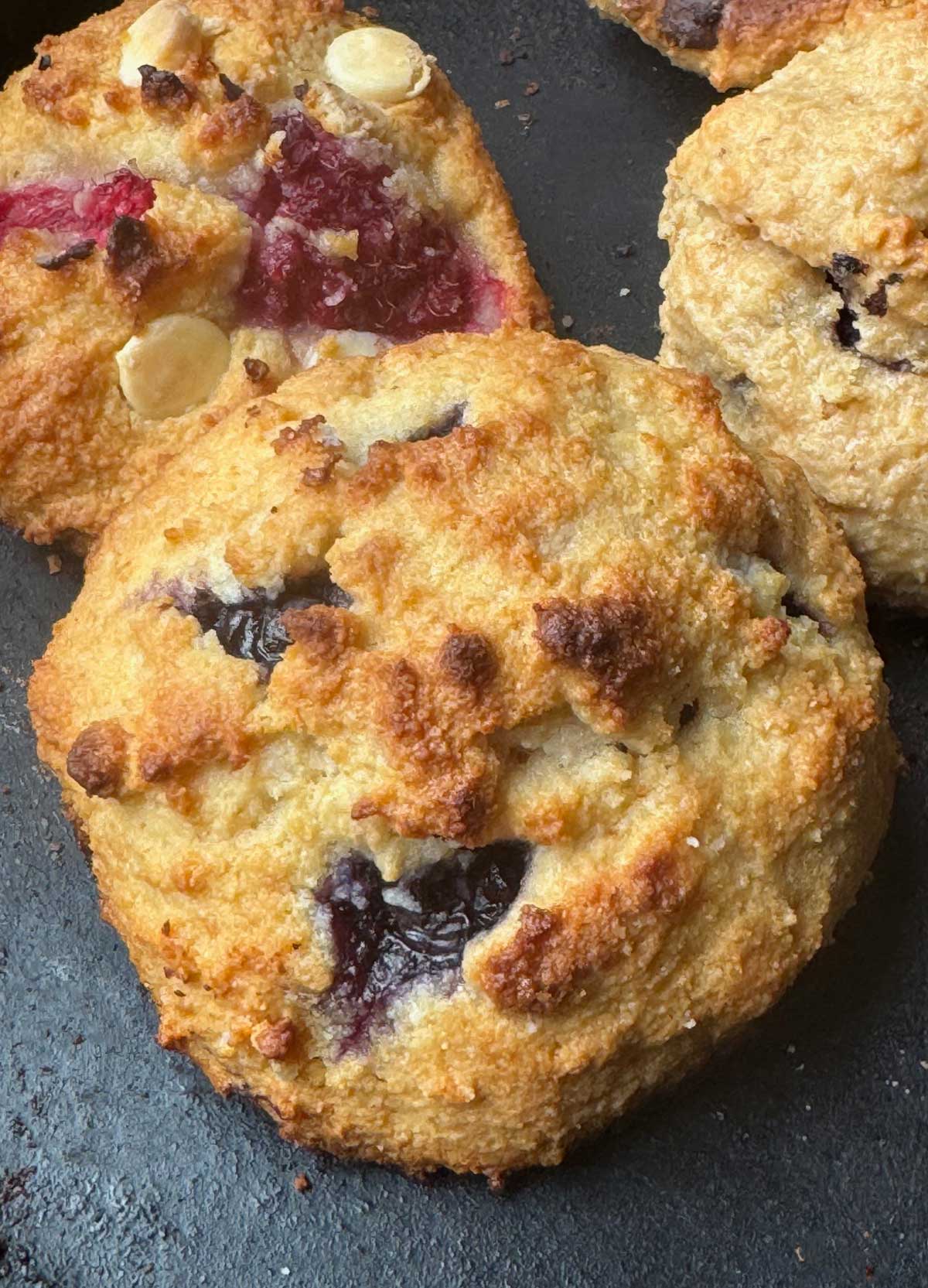 Protein Powder Scones made with almond flour, protein powder and Greek yogurt.