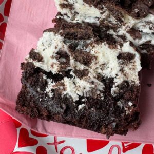 Crumble Oreo Brownies Copycat recipe using Ghirardelli brownie mix